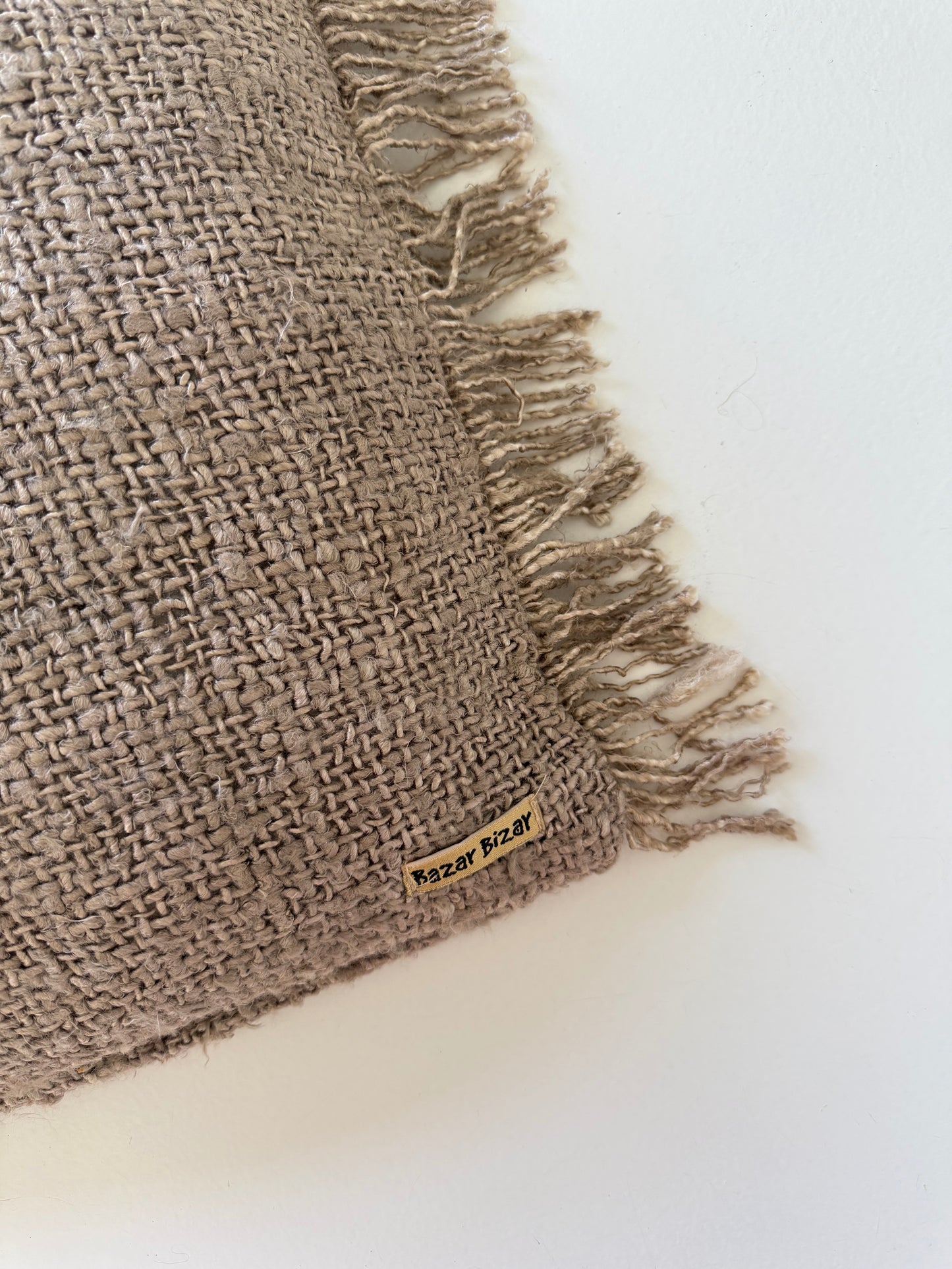 Katoenen kussenhoes met franjes naturel bruin