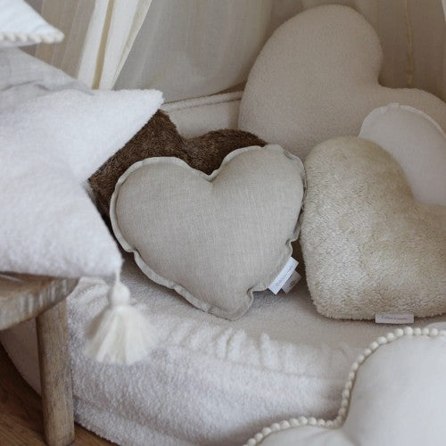 Cotton & Sweets Mini linnen hart kussen Naturel
