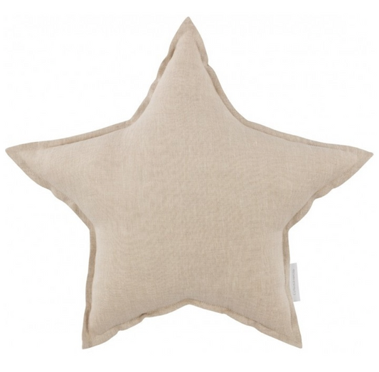 Cotton & Sweets Mini linnen ster kussen Naturel Ø36cm