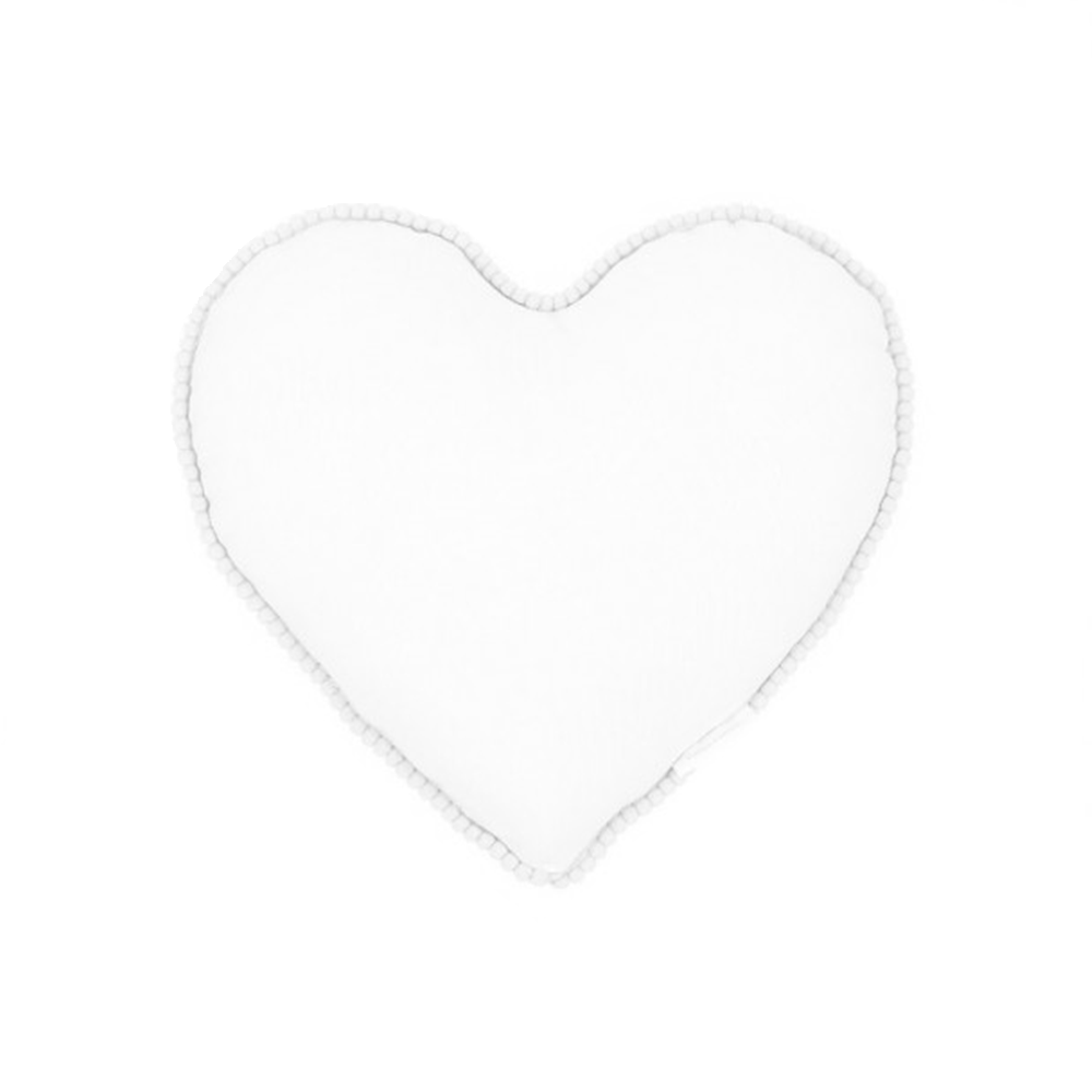 Cotton & Sweets mini hart kussen met pompoms White