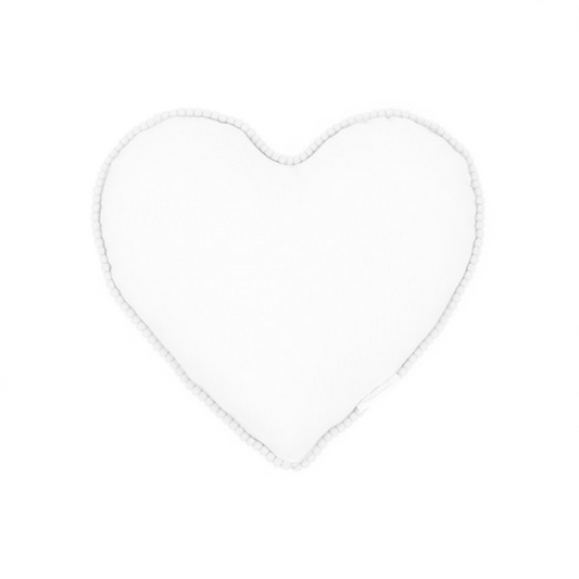 Cotton & Sweets mini hart kussen met pompoms White
