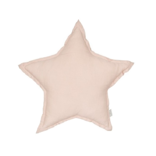 Cotton & Sweets Mini linnen ster kussen Powder Pink Ø36cm