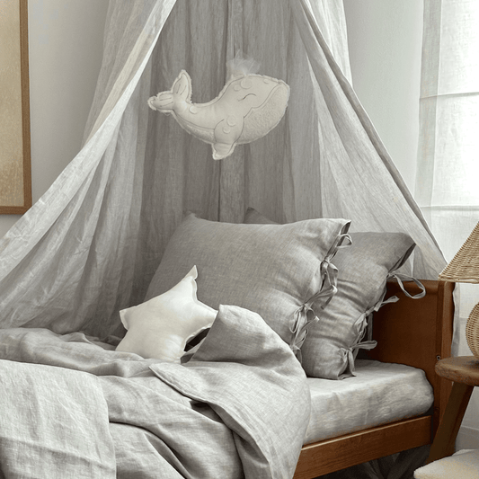 Cotton & Sweets Mini linnen ster kussen Wit