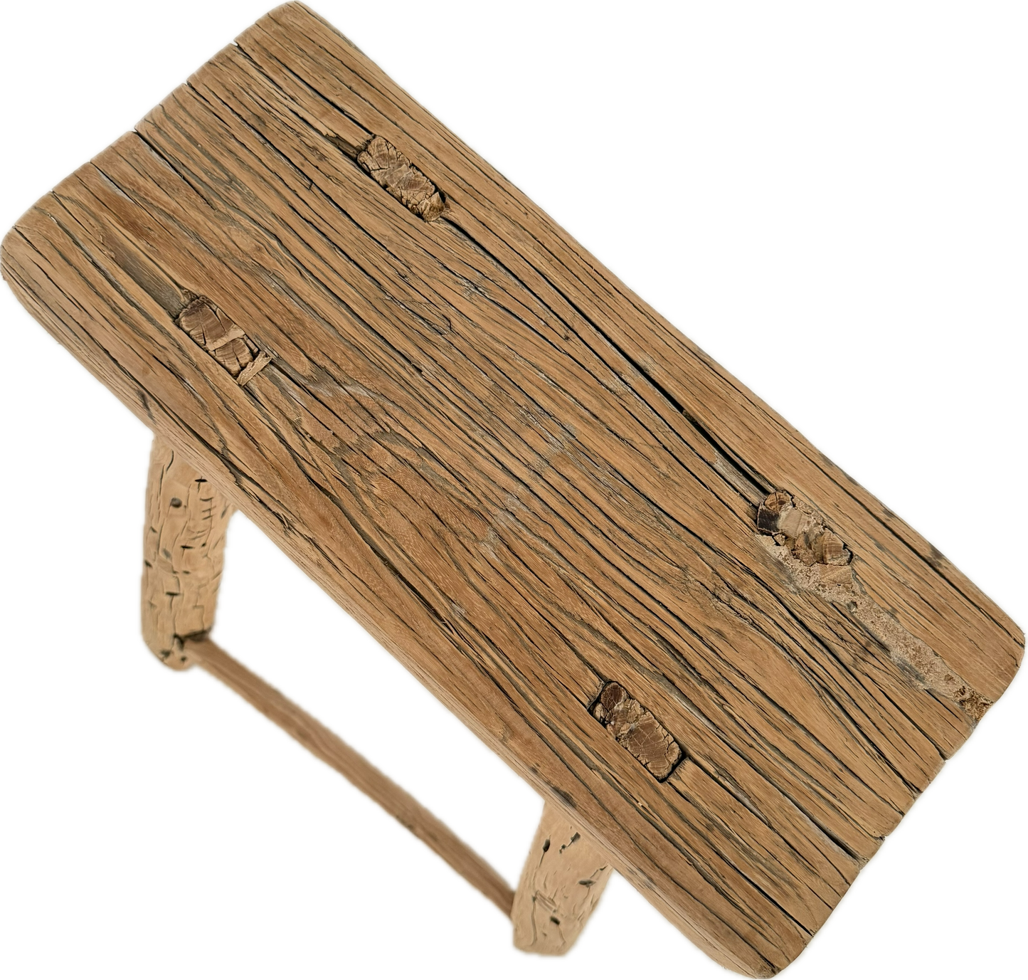 Oude houten kruk bovenkant