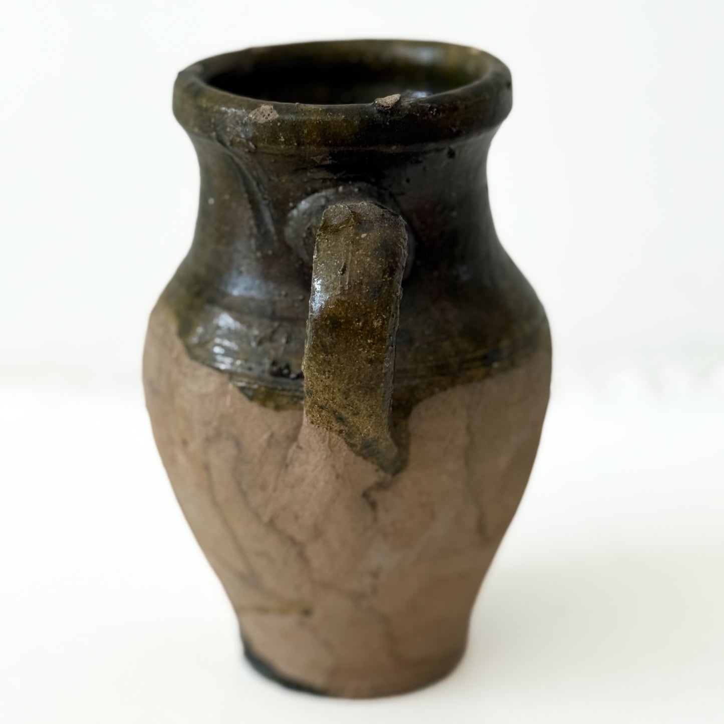 Oude aardewerk kan Naturel/Groen