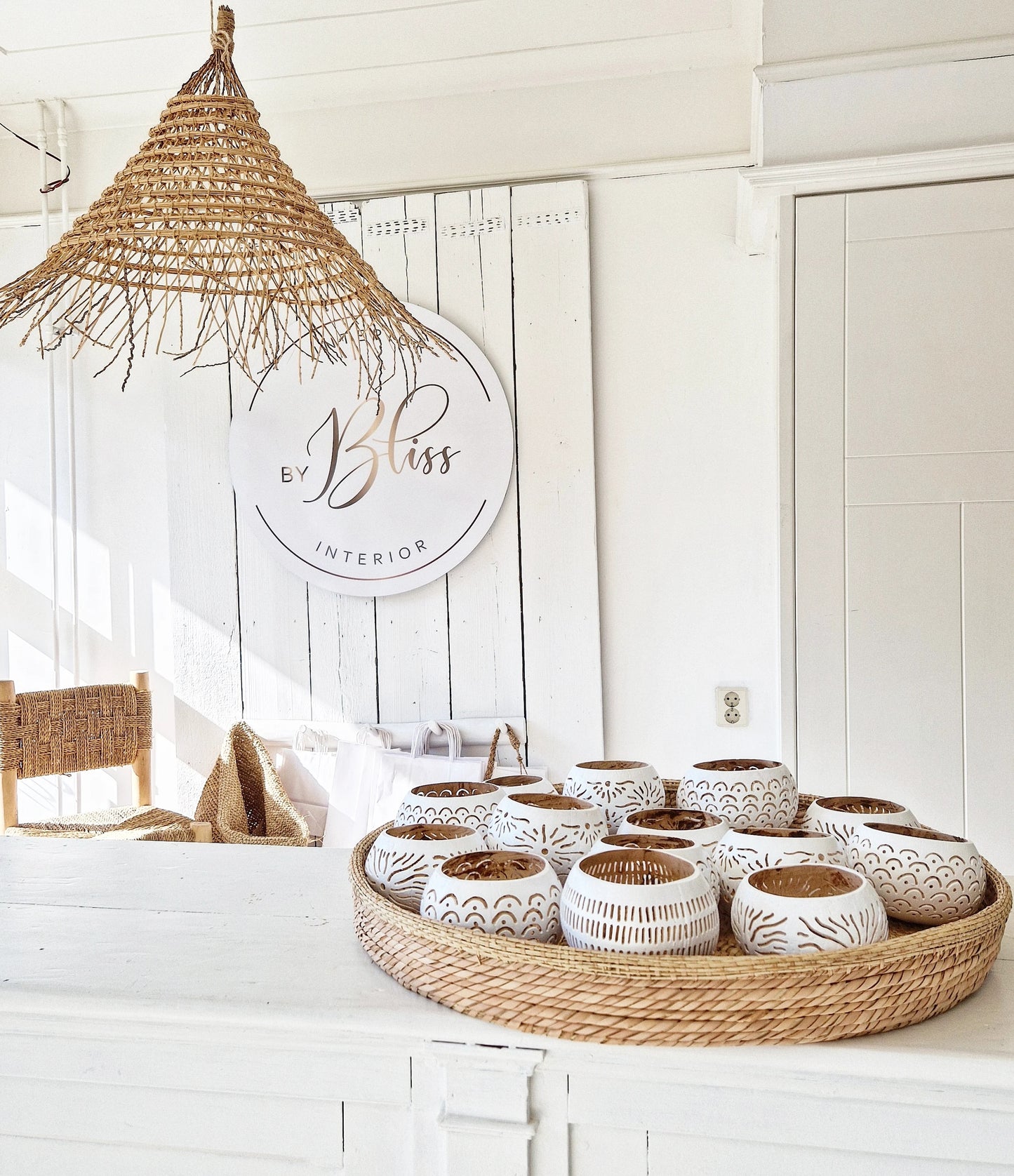 Kokosnoot lichtje wit/naturel