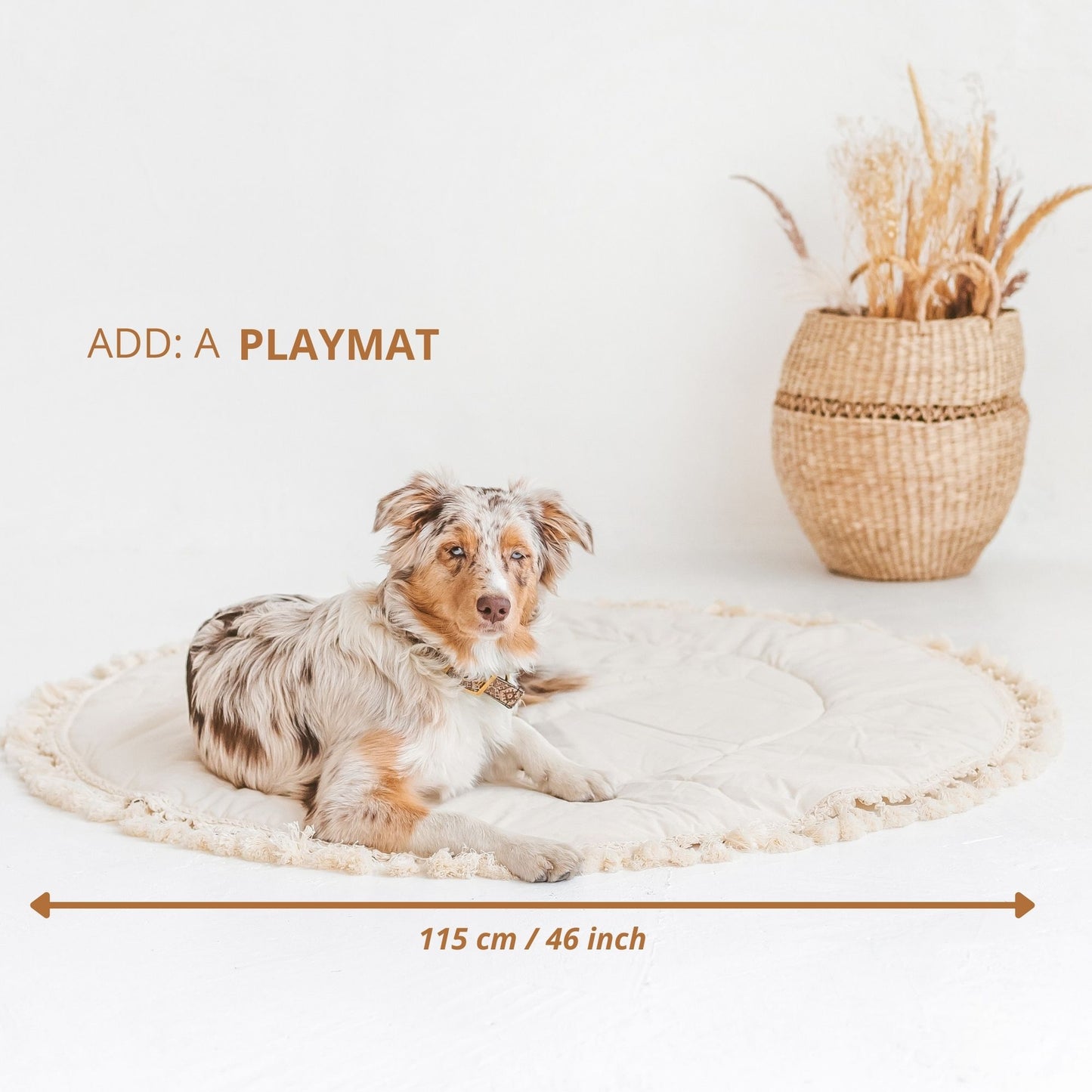 Boho gewatteerde ronde speelmat met kwastjes