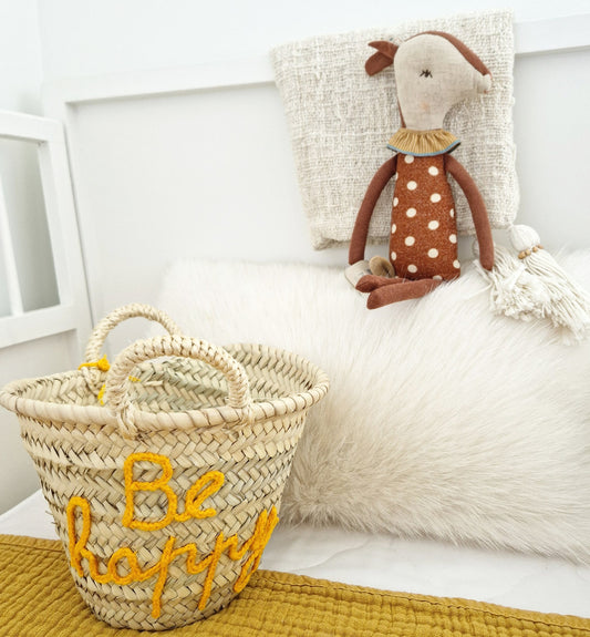 Kids Basket Be Happy met pompoms