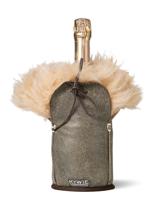 KYWIE Champagne/wijn cooler Vintage Brown Fluffy leather