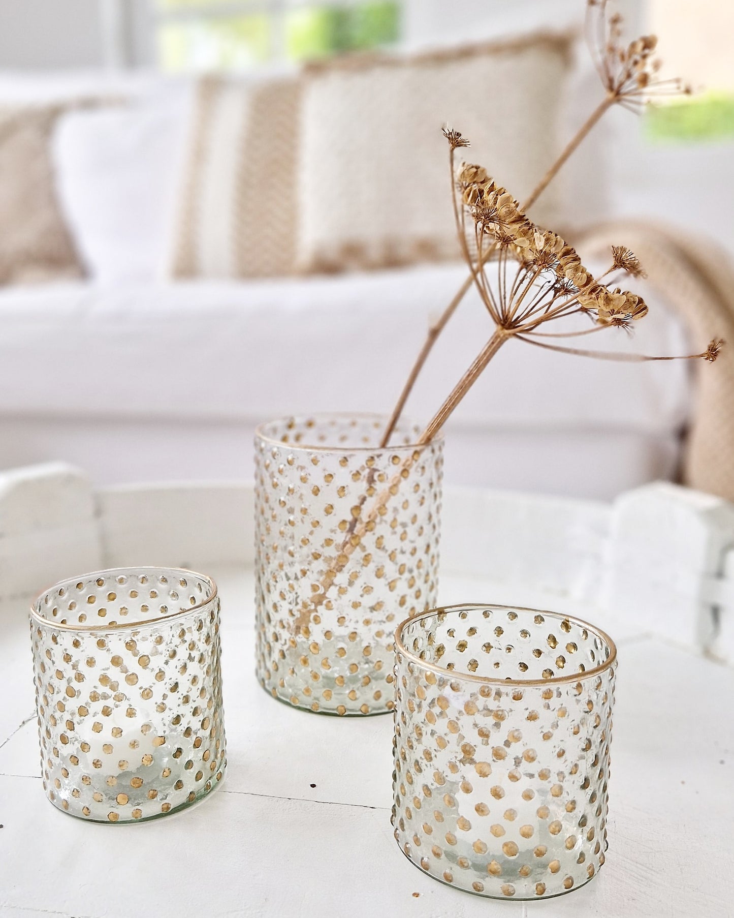 Theelichthouder Golden dot 10,5cm