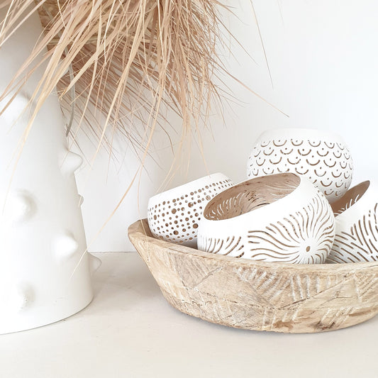 Set van 3 kokosnoot lichtjes