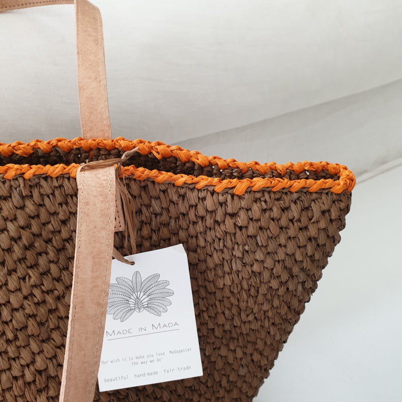 Julie Bag Tea met oranje detail Made in Mada