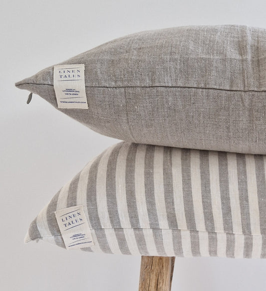 Linnen kussenhoes Striped Off-White/Naturel 50x50