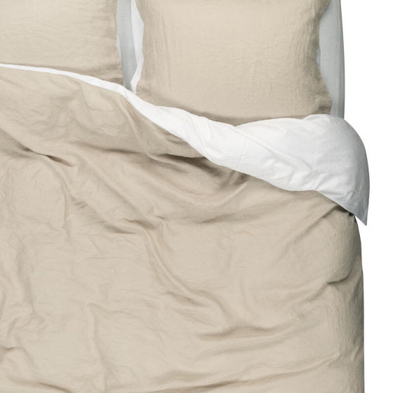 Linnen dekbedovertrek Belle in Duo Tone Natural/White