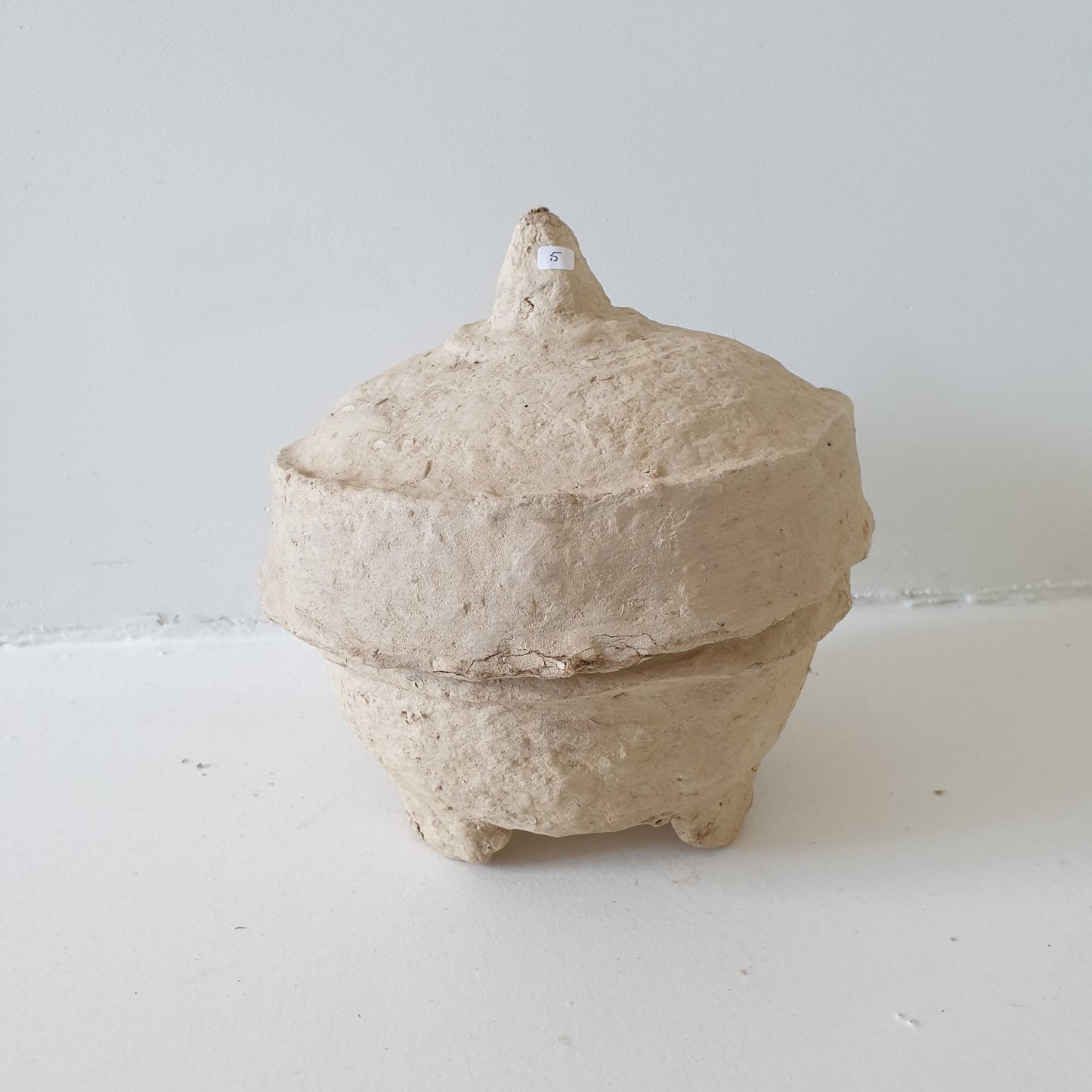 Papier-maché pot naturel met deksel