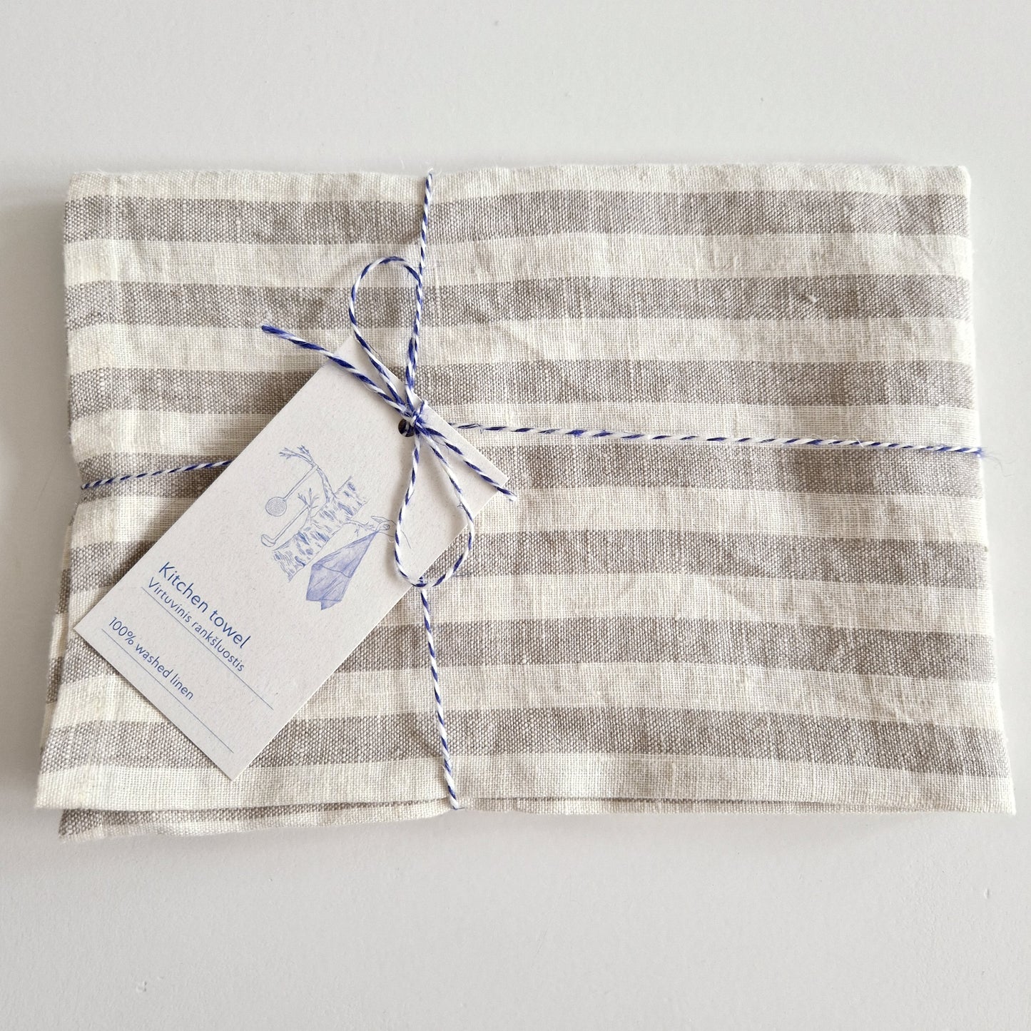 Linnen theedoek Stripe Off White/Naturel