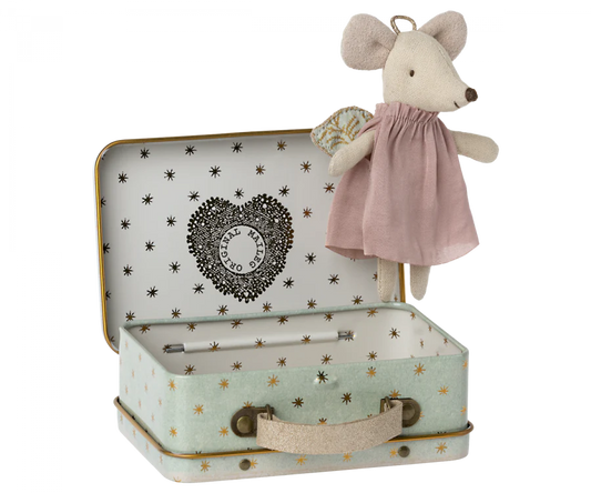 Maileg Angel Mouse in suitcase