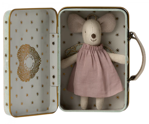 Maileg Angel Mouse in suitcase