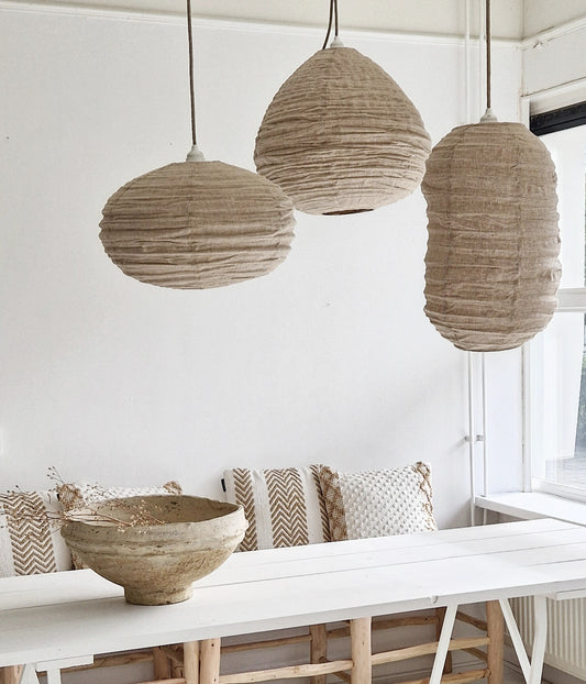 Lampion lamp Natural grof linnen Small