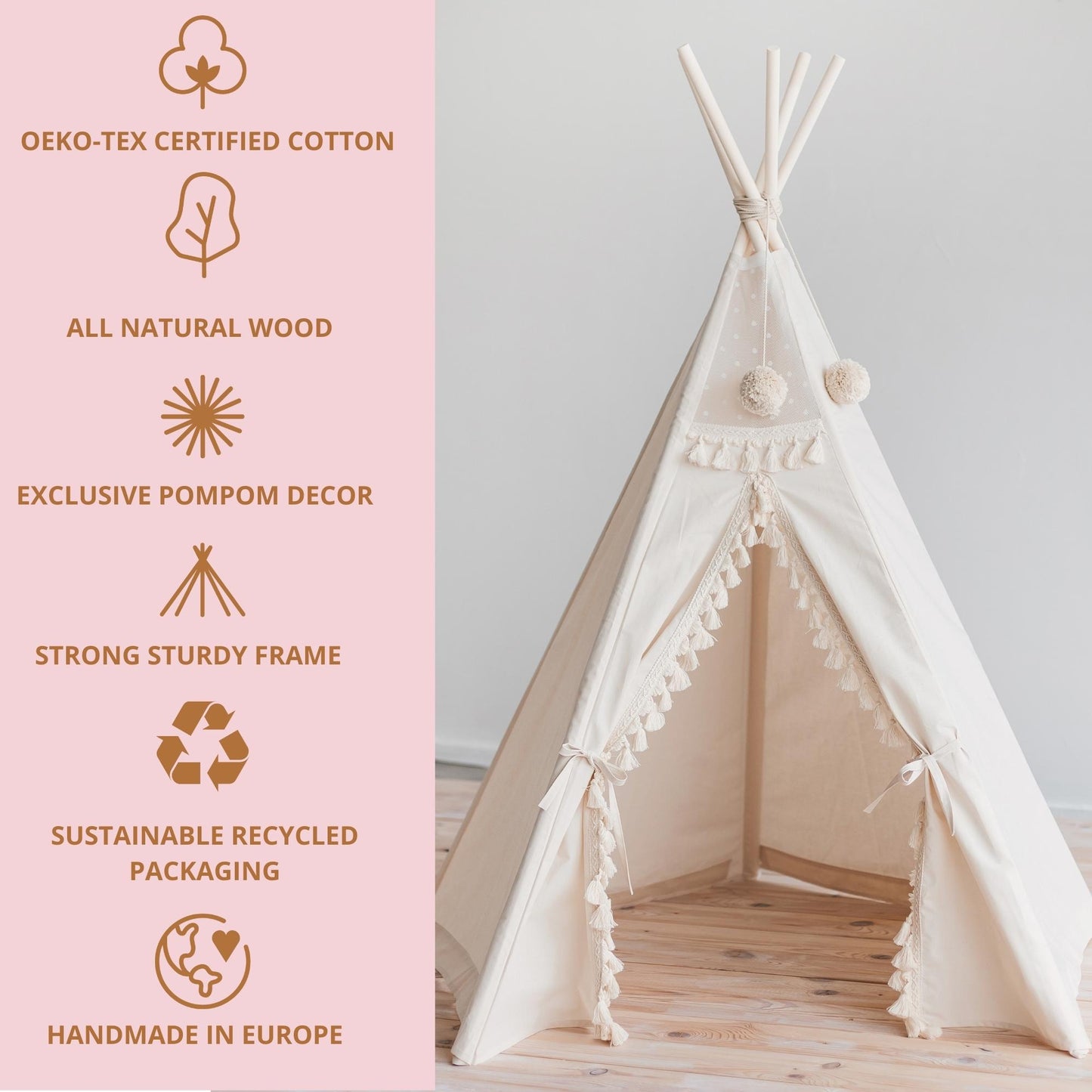 Boho Tipi tent met kwastjes