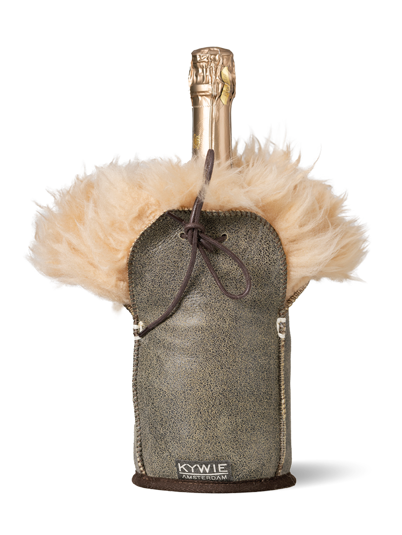 KYWIE Champagne/wijn cooler Vintage Brown Fluffy leather