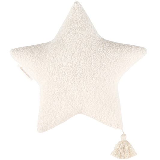Cotton & Sweets Schapenvacht Vanilla Ster kussen met kwast Ø50cm
