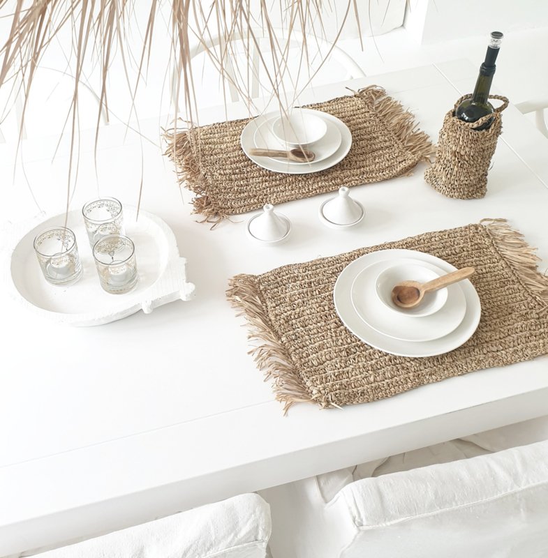 Raffia placemat franjes